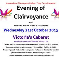 An Evening of Clairvoyance with Tracy Fance & Pauline Mason at Victoria's Cabaret Club