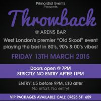 Primordial Events presents - Throwback at Arens Bar
