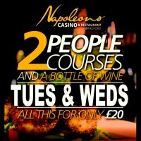 Wine & Dine 2 for £20 at Napoleons Casino And Restaurant Bradford